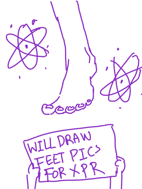 The image features a cartoon drawing of a foot with a sign underneath that reads "Will draw feet pictures for xprr". The foot appears to be holding up a sign, possibly related to an art project or campaign. The text on the sign is in a purple color and says "Economy sucks, Desperate times calls for desperate measures $XPRR", which could be interpreted as a humorous commentary about the current economic situation or a call for action during difficult times.