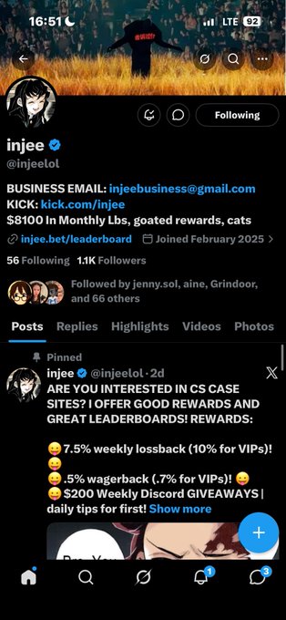 The image shows a social media post with a Twitter account that has been tagged with several different posts, including one about a business email address. The post also includes a link to an article titled "Notis on Lyxx Tagging @snoopy6_sol @hiver232 Pls Bless me brother,I really need a win Really down bad,thank you BakyXRTtW2cdivHrqoENQhSfaMjGLRgDudV8QSBGcKNf". The post is in the process of being posted on Twitter and has been tagged with multiple posts.