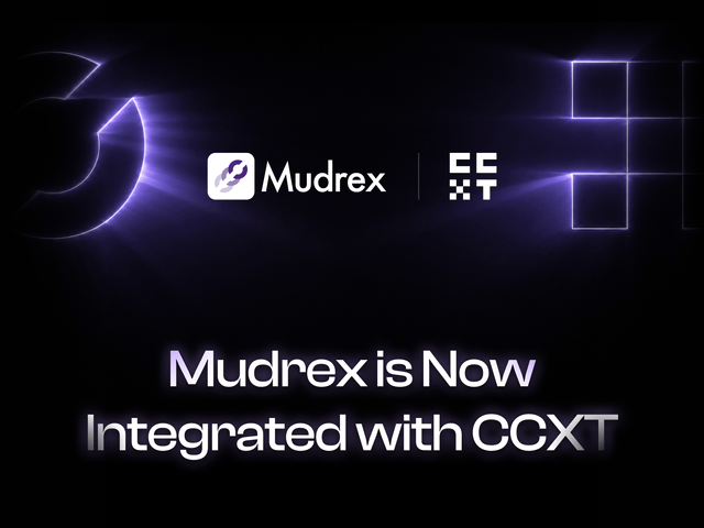 A promotional graphic announcing 'Mudrex is Now Integrated with CCXT', displaying the Mudrex and CCXT logos against a dark purple background.