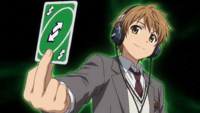 An anime-style character wearing headphones and a school uniform holds up a green "Skip Turn" UNO card, symbolizing bypassing obstacles—a playful nod to the "gm" (good morning) crypto greeting paired with the message that on-chain activity is rapidly exploding.