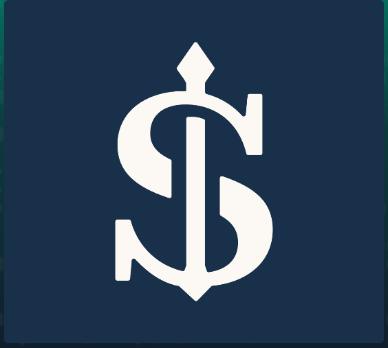 A dark blue background featuring an elegant white monogram logo combining the letters 'S' and 'D' in an interlocking serif design.