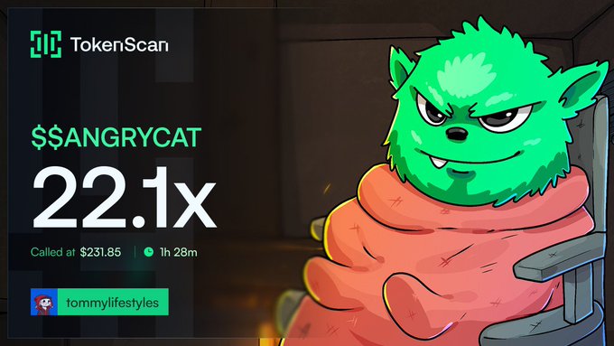 The image features a cartoon green monster with red eyes sitting on a chair against the backdrop of a dark room. Behind the monster's back is a text box filled with information about an angry cat that has stolen money from someone named "Samantha". The phrase " Damn, Samantha! I gotcha" appears in this text box as well.