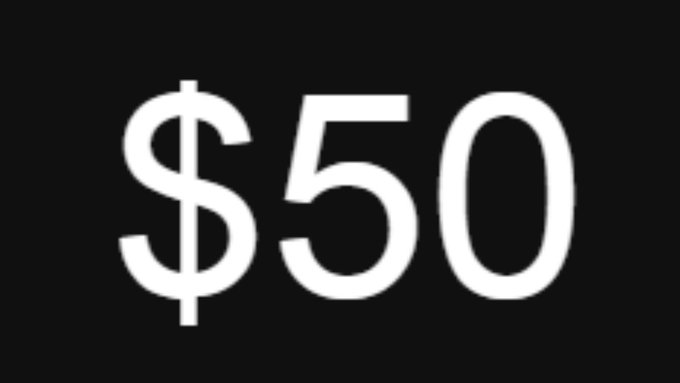 The image displays bold white text reading **"$50"** on a black background, visually reinforcing the monetary reward promised in the post. It serves as an eye-catching graphic accompanying a message claiming users can earn $50 by filling out a Google Form shared by "@ansemstealth."