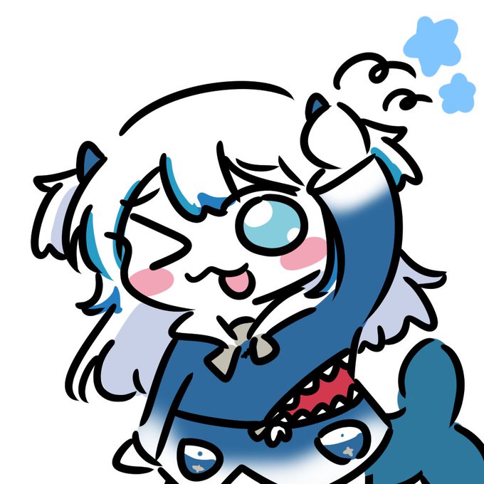 A chibi-style anime character with white hair, blue eyes, and shark-themed clothing winks cheerfully while raising an arm in a confident pose. The image complements the post celebrating Chainlink as the strongest coin, with the character's triumphant gesture symbolizing the token's dominance in the range.