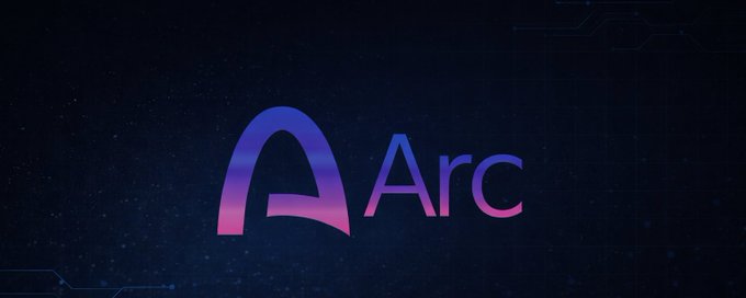 urn of purple and blue hues, with the word "ARC" in a darker shade against a black background.
