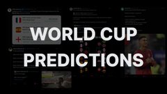 The image displays a thumbnail with bold white text reading "WORLD CUP PREDICTIONS" overlaid on what appears to be a social media post in the background. This relates to the accompanying post's mention of "world cup prediction markets," visually highlighting one of the crypto trading options—alongside ANSEM, BTC perps, or selling—that the poster is asking viewers to choose between for their generational wealth.