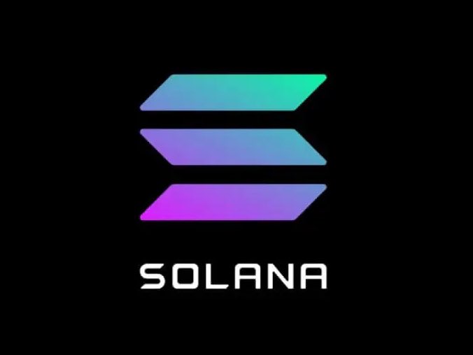 The Solana logo is displayed on a black background, featuring three gradient parallelograms in teal, purple, and pink tones above the text "SOLANA." This ties into the post's theme of daily posting the logo in hopes of driving $SOL to a new all-time high.
