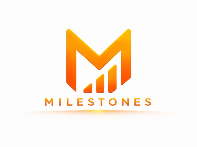 A logo featuring a stylized orange and yellow gradient 'M' with bar graph elements inside, accompanied by the text 'MILESTONES' below it.