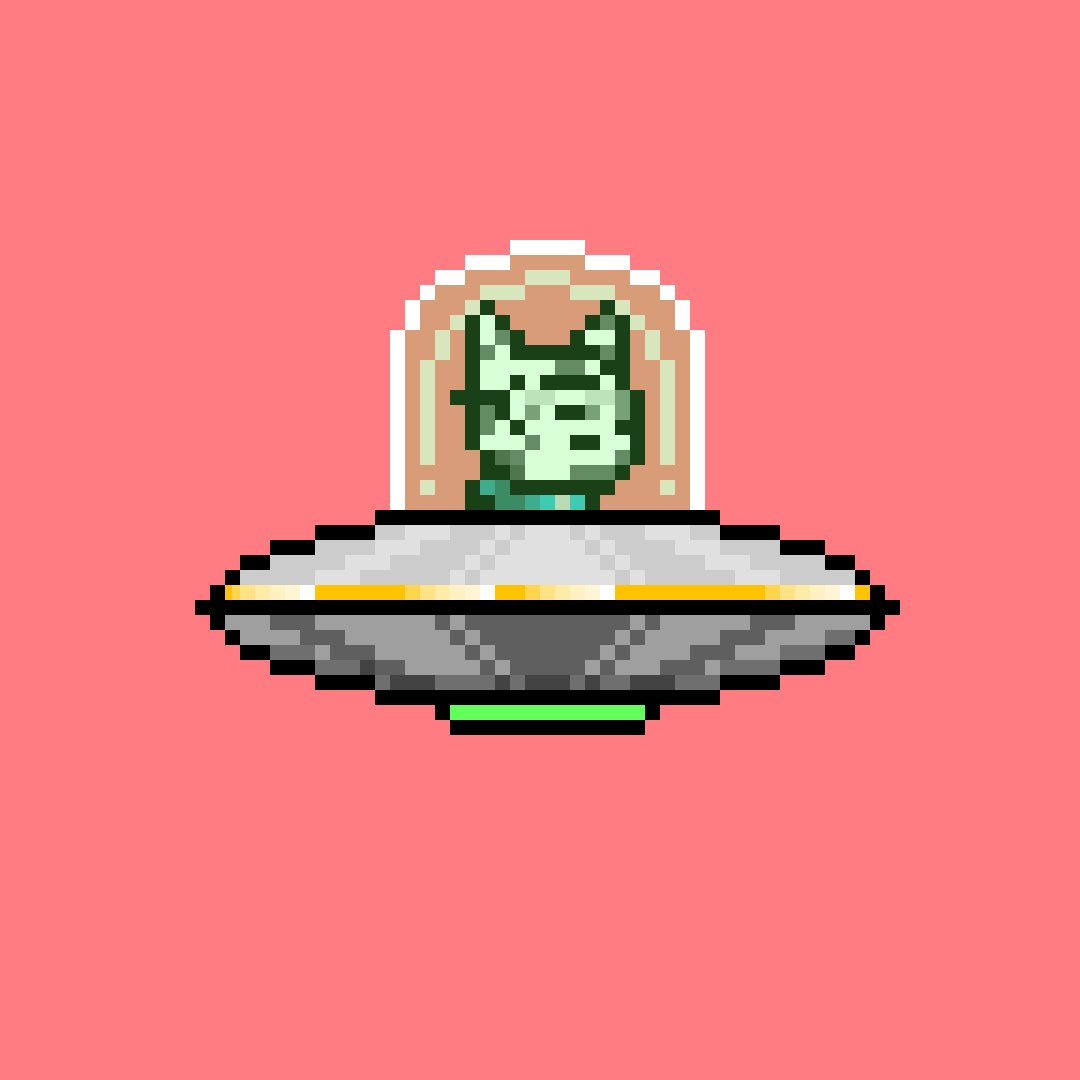 The image features a cartoon cat sitting on an ufo (Universe Explorer) that has been rendered in a pixel art style, giving it a cartoon-like appearance. The cat appears to be looking at something or someone inside the ufo. The background of the image is pink and red, which complements the cartoon cat's color scheme. There are no texts present in the image, but there is a caption that reads "You missed the great debate!!!! I dropped in on a wizard space, It was very informative Zcash (ZEC) or Monero (XMR)", suggesting that it might be related to a discussion about the game or its content.