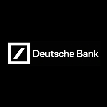 The image displays the Deutsche Bank logo, featuring a white square with a diagonal slash beside the text "Deutsche Bank" on a black background, directly corresponding to the accompanying post about the bank launching crypto custody services.