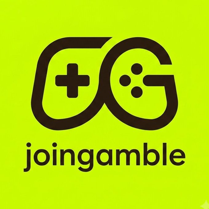 Logo of joingamble with stylized black gamepad letters "GG" on a bright green background.