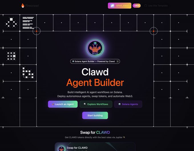 In the image, a screenshot of a website for a Clamd Agent Builder. The website appears dark and has an abstract background with some white and black colors. The main focus of the screen is a search bar, where you can enter your desired agent builder information. Below this search bar are various options to choose from, which seem to be related to scraping agents or developers. The image also contains text that refers to future developments in AI and artificial intelligence for blockchain technology. This suggests that the Clamd Agent Builder is part of an innovative project that could potentially shape the future of AI integration into cryptocurrencies like Bitcoin.