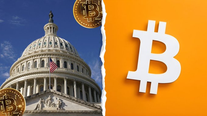 The image features an illustration of the United States Capitol building with the word "bitcoin" written above it, along with a bunch of Bitcoins scattered around the scene. The text suggests that the US House might be discussing making Bitcoin payments tax-free or implementing a de minimis exemption for Bitcoin users. This could potentially change how people use Bitcoin and make it easier to spend compared to traditional currency.