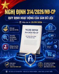 The image shows a promotional graphic for Vietnam's Decree 314/2026/NĐ-CP (effective 25/09/2026), featuring a digital document with a padlock icon, a five-pointed star, and various security and API icons in blue and orange tones.

Note: The image content (a Vietnamese government decree about data) does not appear related to the accompanying post about Pi Network's software version updates from V26 to V25.