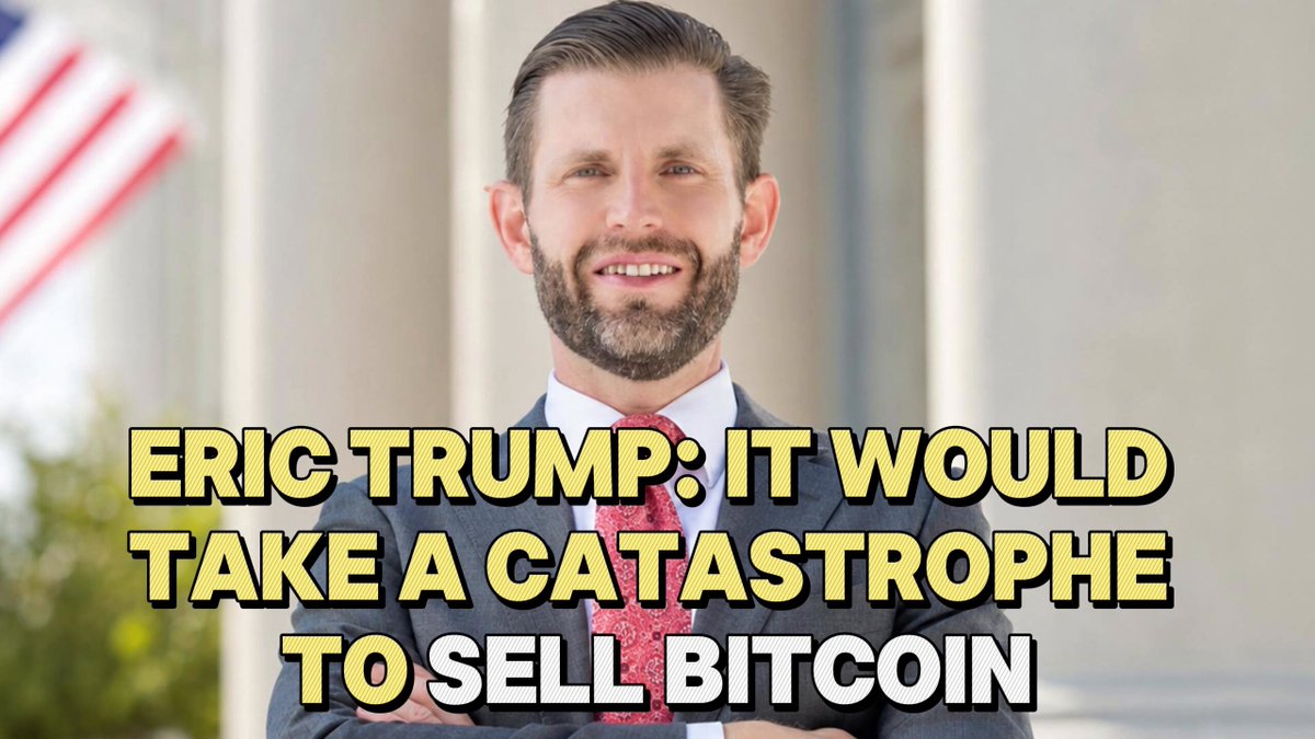 ersic trump;s face is shown with a red tie, and the text "It would take a catastrophe to sell Bitcoin" below his photo.