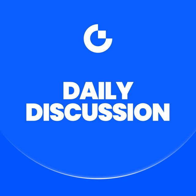 The image features a blue circle with white text that reads "Daily Discussion" written in all capital letters, positioned at the center of the frame. The background color of the image is blue, which complements the white text perfectly. There are no other objects or texts present in the image, and it appears to be a standalone post on a social media platform like Reddit.