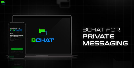 The image promotes **BChat for Private Messaging**, featuring a laptop and smartphone displaying the BChat app interface with text reading "WELCOME TO BCHAT" and "We're thrilled to have you on board!" alongside the tagline "Complete privacy is better."

This visual ties to the Beldex message by illustrating their privacy-focused messaging solution—BChat—which addresses the concern that even with encrypted messages, privacy remains compromised if phone numbers are linked to accounts and activity logs or backup data are retained by service providers.