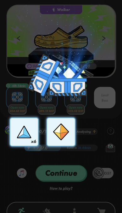The image shows a cell phone screen with two blue triangles, one larger than the other, both lit up against a black background. The text "stepn" can be seen at the bottom of the image. This suggests that there might be an interactive game or activity on the phone related to the post in question.