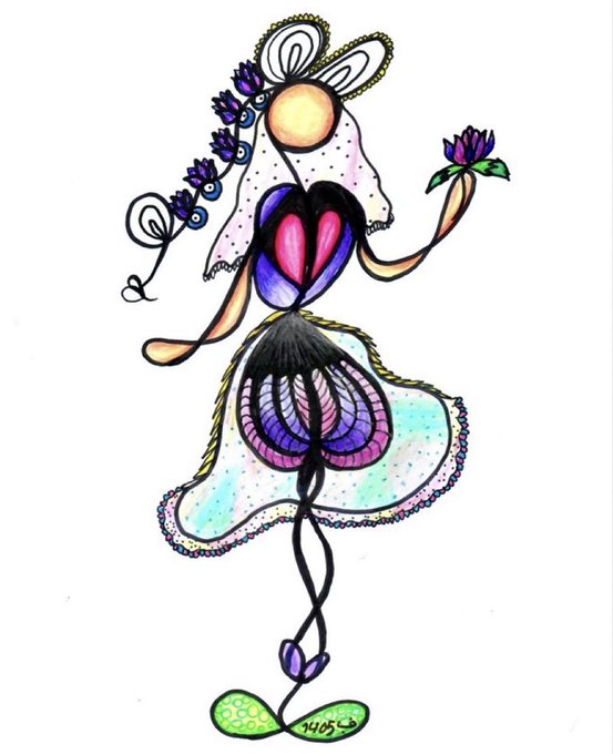 The image features an illustration of a woman with a flower in her hand, dressed in a dress and hat. The drawing has a unique style, resembling a cartoon or a doodle rather than a traditional portrait. The artist's signature can be seen at the bottom right corner of the image. The post mentions that there is a new campaign in @wallchain that will be controlled by Ai, which suggests an innovative approach to promoting art and creativity. This campaign aims to engage with artists directly through their artwork, providing them with exposure and opportunities for collaboration.