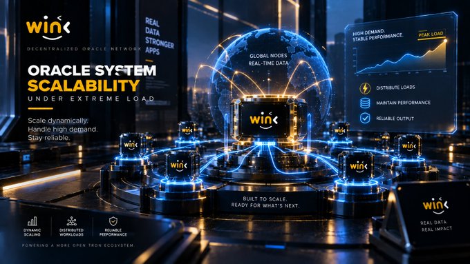 A promotional graphic for 'WINK' displays 'ORACLE SYSTEM SCALABILITY UNDER EXTREME LOAD' alongside images of servers and a globe, featuring text like 'REAL DATA STRONGER APPS' and 'GLOBAL NODES REAL-TIME DATA'.