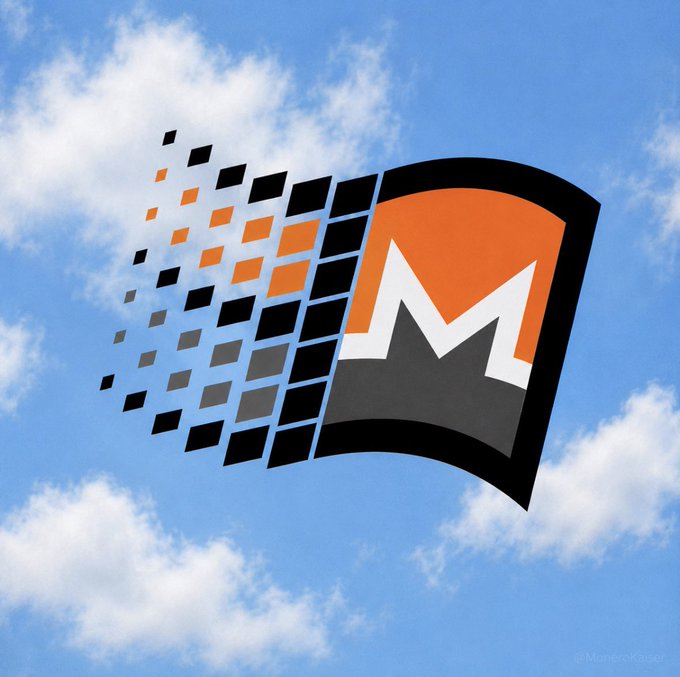 ?".M" is displayed on a blue sky with white clouds, accompanied by the word "M".