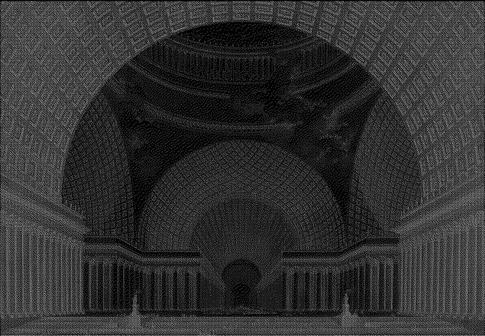 The image features a black and white illustration of an interior of a church with a dome-like structure. The artwork is accompanied by a caption that reads "Interior of a Metropolitan Church" and "Albion Rose". There are 11 pieces left in the collection, which was posted on social media at 0.25 ETH.