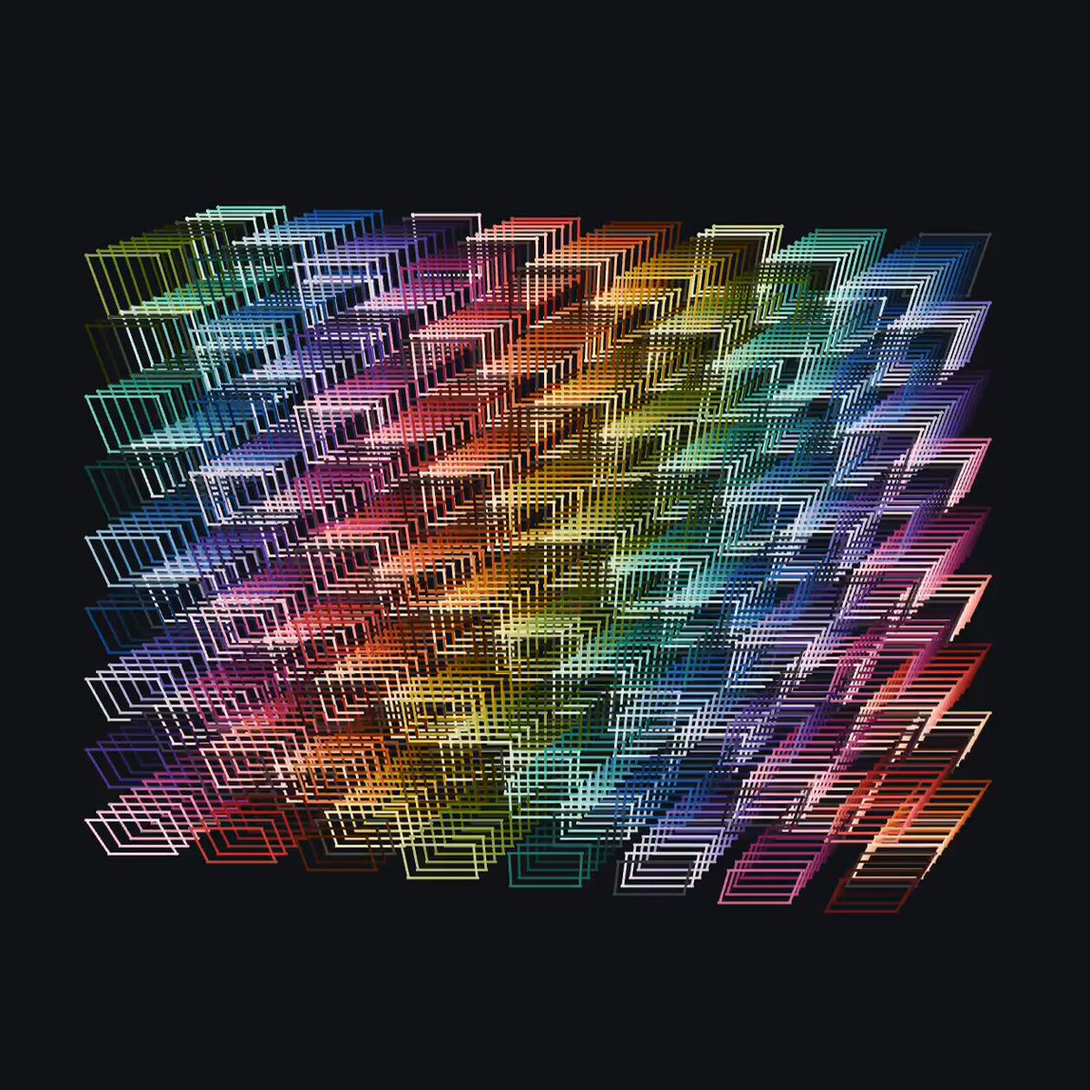 The image features a large, colorful grid of squares with various shades of blue, green, red, orange, yellow, purple, pink, and white. The squares are arranged in a way that creates an abstract pattern across the entire image. The text "searching for alignment mint ↓" is present within the image, which could be related to the process of aligning or adjusting these colorful squares.