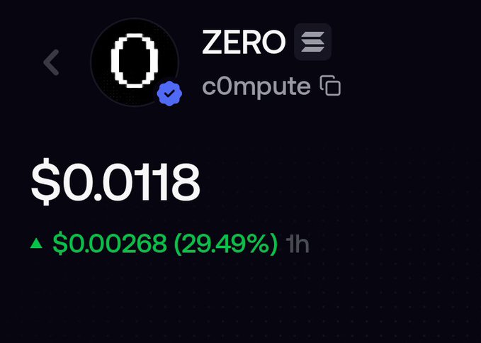 In the center of an image, there's a black screen with various financial data displayed, including a blue price chart indicating that something worth $0.1178 has increased by 29.9%. The screen also includes a banner with information about a Zero cryptocurrency holder named Zero.