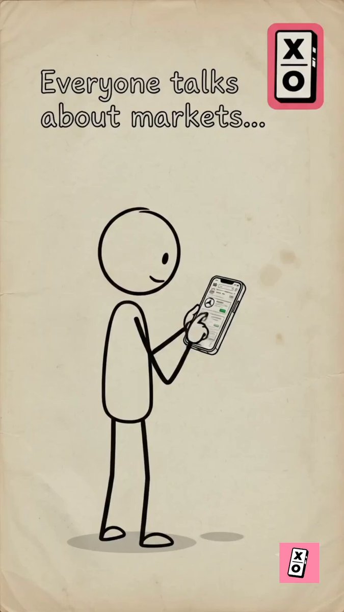The image features a cartoon depiction of a person holding a cell phone with a pink XO logo at the bottom right corner. The caption reads "Campaign 3 just launched on @xomarket the UGC Campaign where real users show what markets they'r actually watching". This campaign aims to promote and celebrate the use of cryptocurrency, specifically focusing on the XOM market.