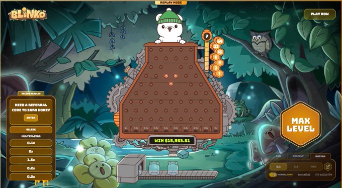 A large screen showing a computer game based on "Minecraft". The player's score for this game is 95.53.