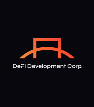 The image shows the DeFi Development Corp. logo—a stylized orange bridge icon above the company name in white text on a black background. The logo directly represents the company mentioned in the post, which is urging investors to focus on long-term strategy rather than short-term SOL price action despite its stock trading 72% below its year-ago level.