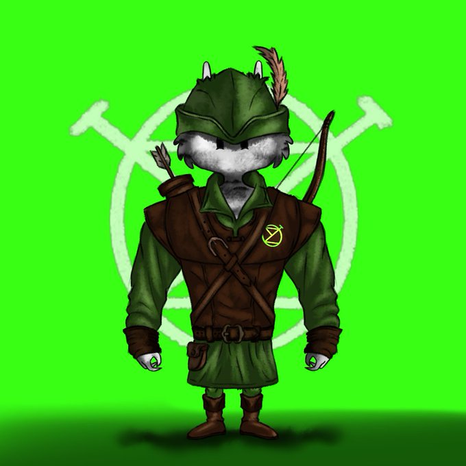 A green screen background features the Reddit Wallstreetbets mascot in a Robin Hood-inspired outfit with a green hood, feathered cap, and bow and arrows, symbolizing the Wallstreetbets Reddit community referenced in the post about early investment opportunities shared via EVM wallets on Robinhood.