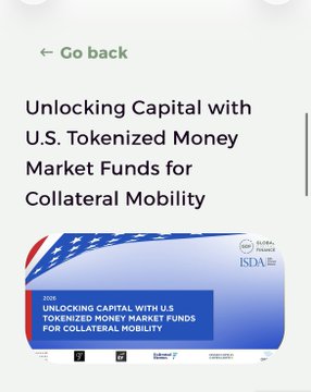 The image shows a digital publication titled "Unlocking Capital with U.S. Tokenized Money Market Funds for Collateral Mobility," a 2026 ISDA report. It features the ISDA logo and an American flag graphic, relating to the post by highlighting Ripple's role in the broader institutional movement toward tokenized assets for collateral use alongside major firms like JPMorgan, BlackRock, and Citi.