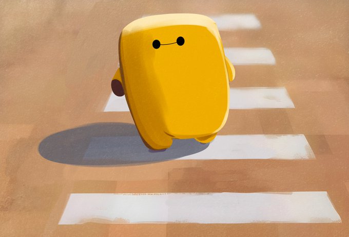A round, yellow, blob-like character with a simple smiling face is walking across a white-striped crosswalk, mirroring the "meme coin" mascot associated with the token contract 0xf6244c208f8b49f027d8dec102107d8fb22a4444 on BNB Chain, as it prepares to "squeeze" toward viewers.