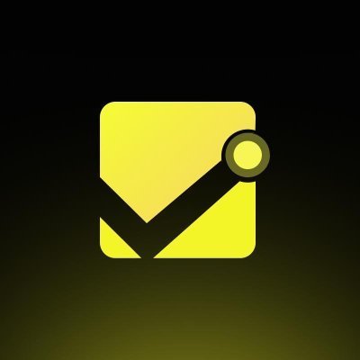 A minimalist yellow icon on a dark background depicting a stylized geometric shape resembling a folded envelope or checkmark.
