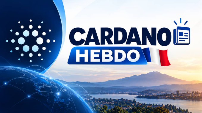A thumbnail for 'CARDANO HEBDO' shows the Cardano logo, a French flag, and a scenic coastal landscape.