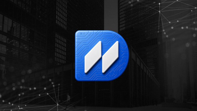 The image features a stylized blue "M" logo set against a dark cityscape backdrop with abstract network lines, visually representing the Memento Chain's digital infrastructure. The post highlights Memento Chain's role in bringing traditional assets onchain with institutional-grade privacy and compliance, now incorporating DEXTF into its onchain finance ecosystem.