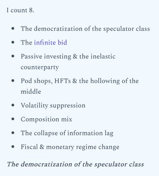 The image shows a list of bullet points about investing, with a focus on mobile-first trading apps designed for a more engaging experience. The post also mentions that the democratization of the speculator class was one of the key factors behind these changes in the world of trading and investing.