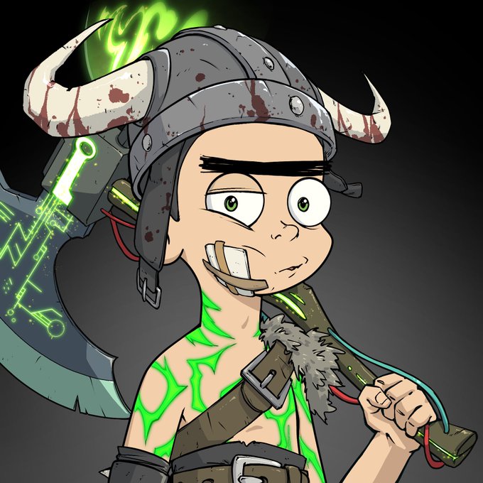 The image depicts a stylized character with a Viking helmet and an axe, likely representing a project associated with the "Zero To Hero Academy" mentioned in the accompanying text. This character art serves as a visual element to promote the academy's access opportunities.