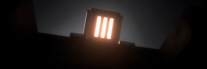 A dimly lit doorway with three glowing vertical slits illuminates a dark, dungeon-like environment, evoking the mysterious atmosphere of the Hoodnodez dungeon game collection.