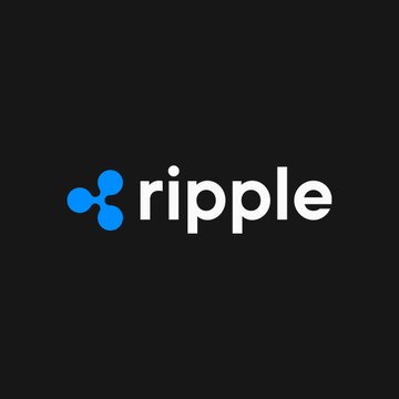 Ripple cryptocurrency logo displayed in blue and white on a dark gray background.
