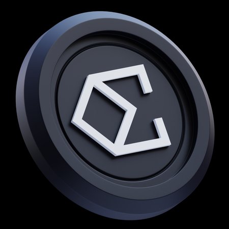 A 3D rendered cryptocurrency coin featuring a stylized 'S' logo in silver against a black background.