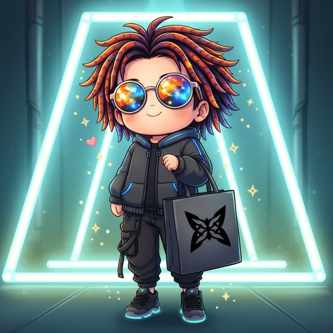 urn of gold and blue light illuminates a cartoon character with red hair, wearing sunglasses and carrying a black bag with a butterfly design.