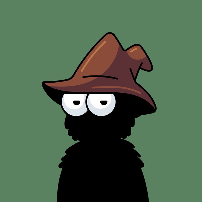 A cartoon character with large white eyes and a brown witch-like hat is silhouetted in black against a green background, evoking a sense of mystery or obscurity. The post's bullish tone about @poplighton, dismissing any "bear market" concerns, contrasts humorously with the image's shadowy, almost ominous figure—suggesting the project stands confidently as a bright "oasis" amid the dark uncertainty of the crypto storm.