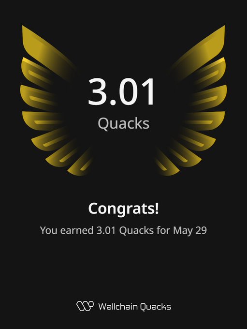 This image features an advertisement for Wallchain Quacks with a focus on the concept of earning 100% by being engaged and contributing consistently. The main message is about the power of simple engagement, which translates into real rewards such as earning Quacks for making relevant contributions within the platform. The use of gold wings in the ad symbolizes the soaring potential that lies within those who invest their time and effort to achieve success on Wallchain Quacks.