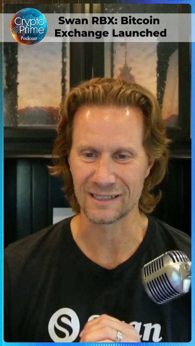 The image features an interview video of a man standing next to a microphone, wearing a black shirt with "Swan" printed across it. He appears to be discussing the concept of Swan RBCX exchange launched, which seems to be related to Bitcoin exchanges. While I cannot provide detailed background information on this specific post, it is likely that the image was taken during an online event or discussion about the Swan RBCX exchange and its impact on the cryptocurrency market. The main focus of the post appears to be on understanding how the Swan RBCX exchange operates and what factors may influence its success or failure in the current context.