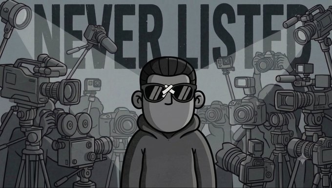 A stylized cartoon illustration of a person wearing sunglasses surrounded by press cameras and microphones, with the bold text 'NEVER LISTEN?' behind them.