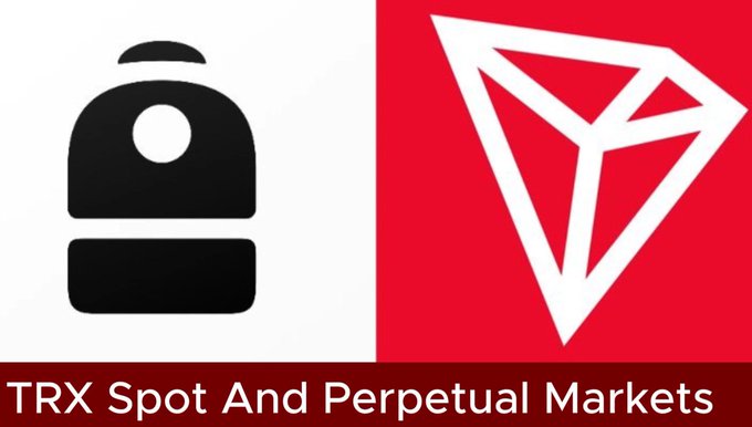 A banner showing logos for Backpack Exchange and TRX (Tron), with text reading 'TRX Spot And Perpetual Markets.'