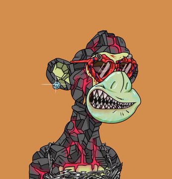 A cartoon illustration of a monstrous character with green skin, sharp teeth, and a body made of cracked lava/rock textures against an orange background.