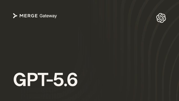 A black title slide reading 'GPT-5.6' with the 'MERGE Gateway' logo in the top left and a small icon in the top right.
